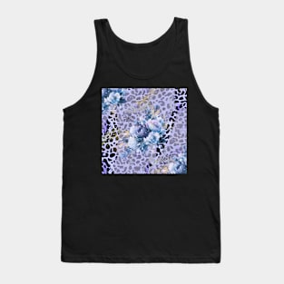 Blue leopard and floral pattern Tank Top